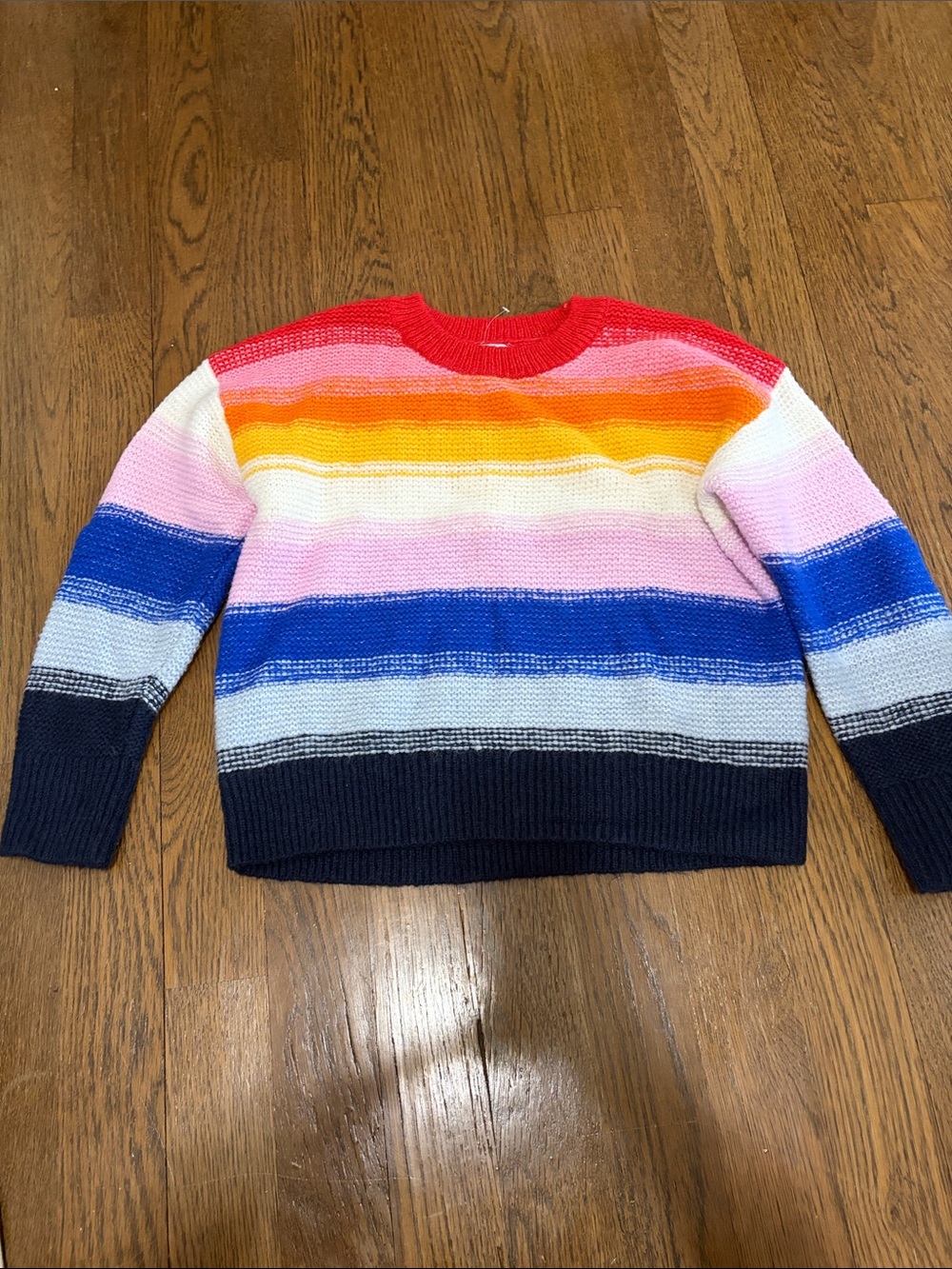 Old Navy Multicolor Striped Crewneck Sweater - Red, Orange, Pink, Blue, Navy
